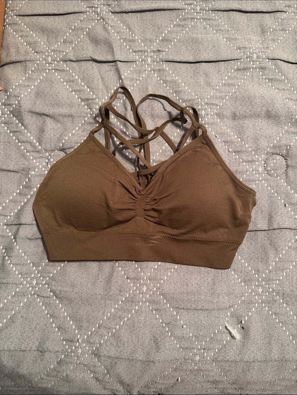 Zenana Outfitters Olive Brown Strappy Seamless Bralette